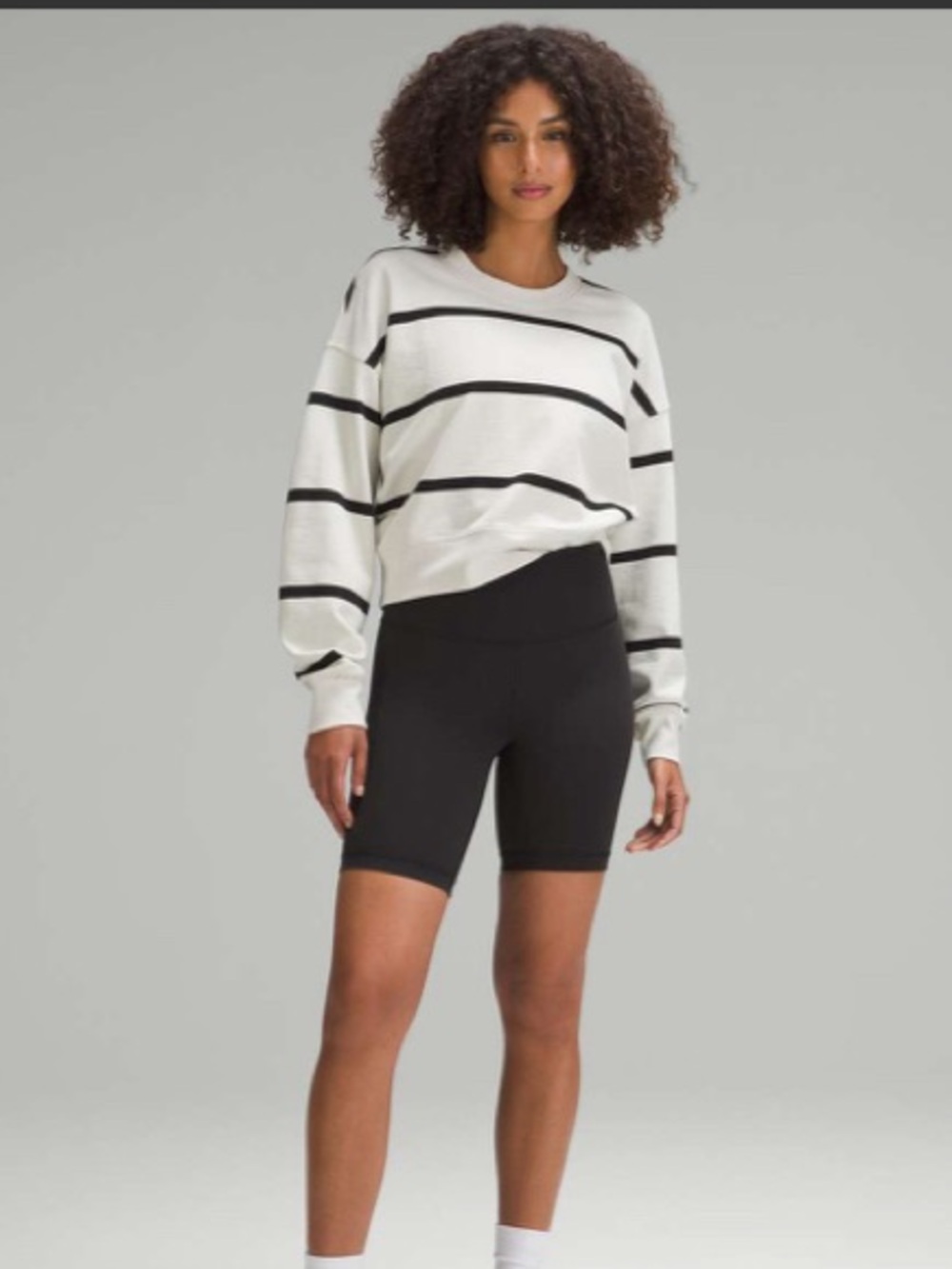 lululemon athletica Cream and Black perfectly oversized cropped crew Sweatshirt - Picture 3 of 6